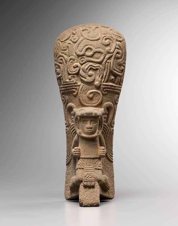 Ceremonial palma decorated with a kneeling dignitary